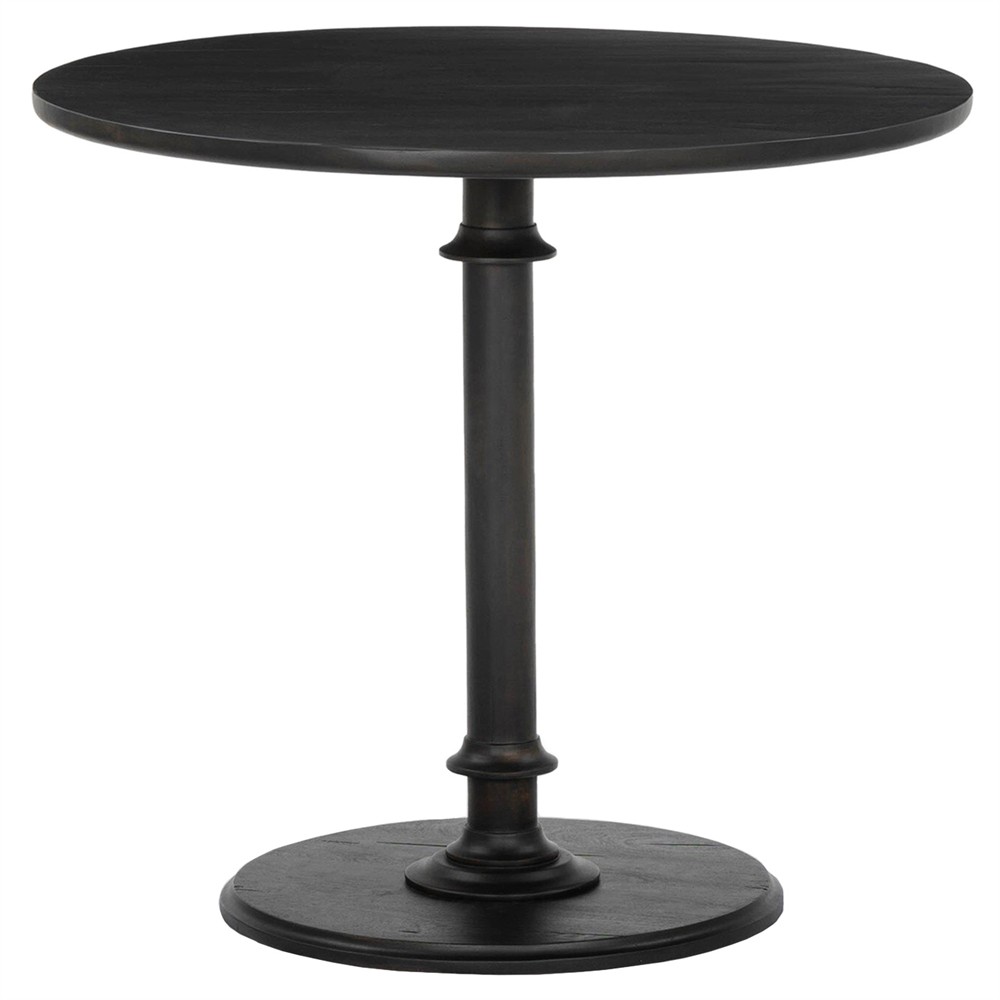 Duke Updated Traditional Dark Reclaimed Wood Round Bistro Table - 33"|