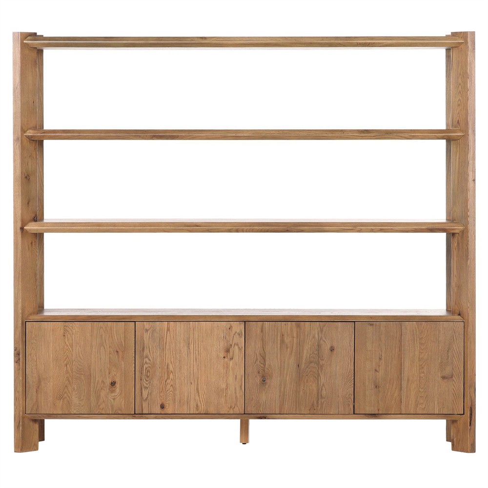 Edward Modern Classic Worn Brown Oak Wide Bookcase Wide (over 50 W