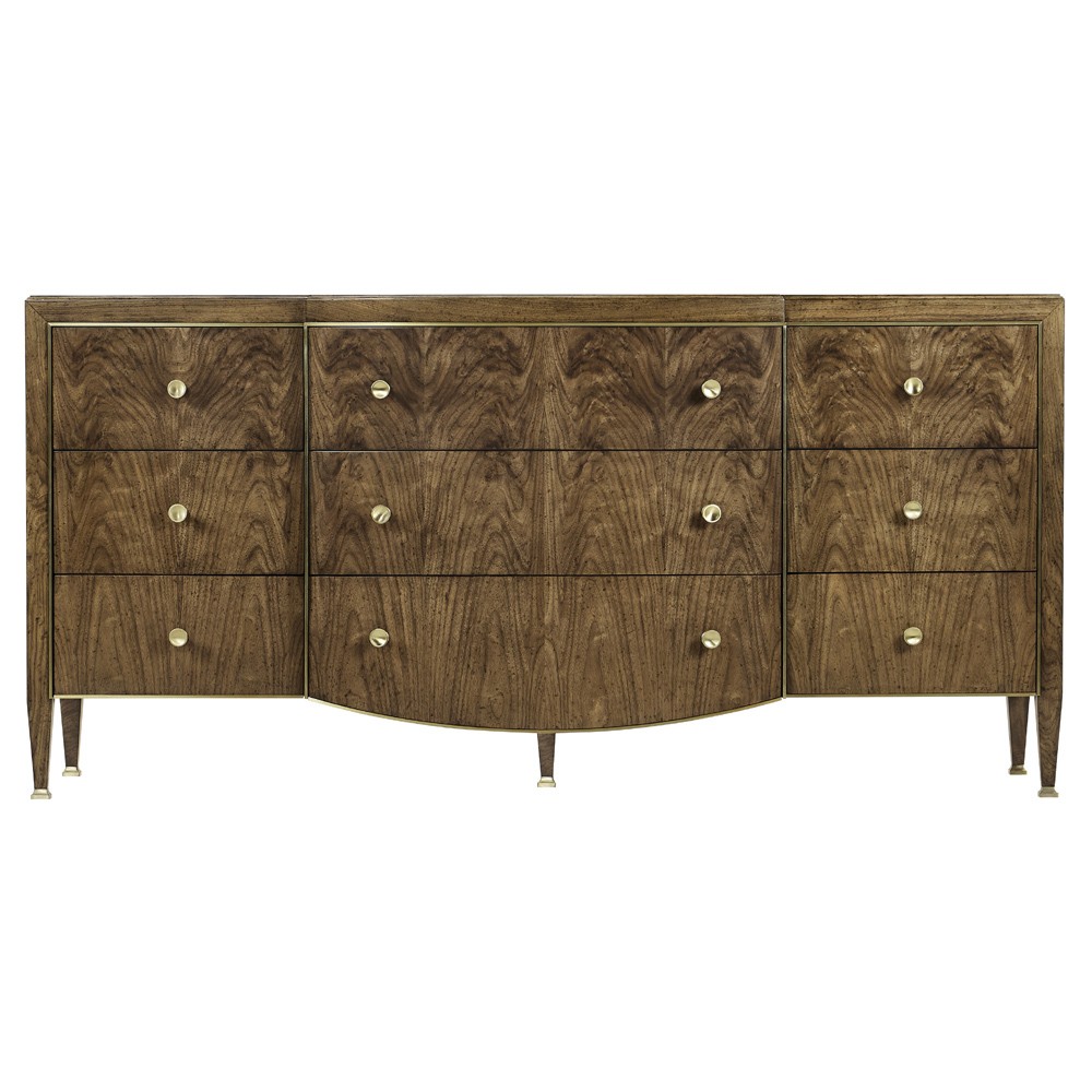 Whitaker Modern Classic Brown Walnut Champagne Steel Dresser|