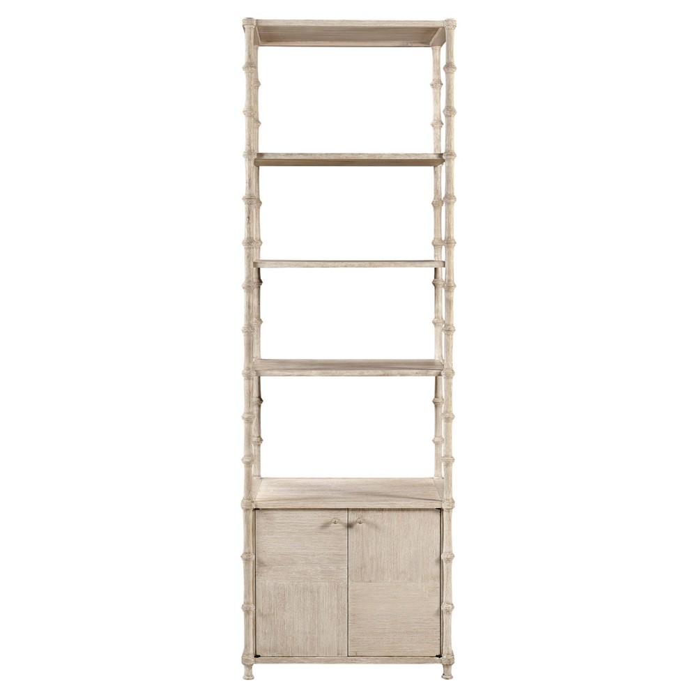 Mateo Modern Classic Beige Acacia Wood Bamboo Etagere|