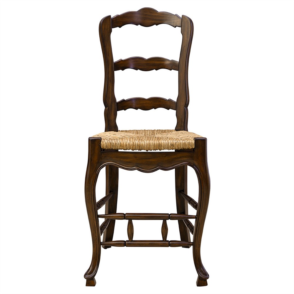 Lacey Updated Traditional Natural Woven Dark Brown Wood Counter Stool|