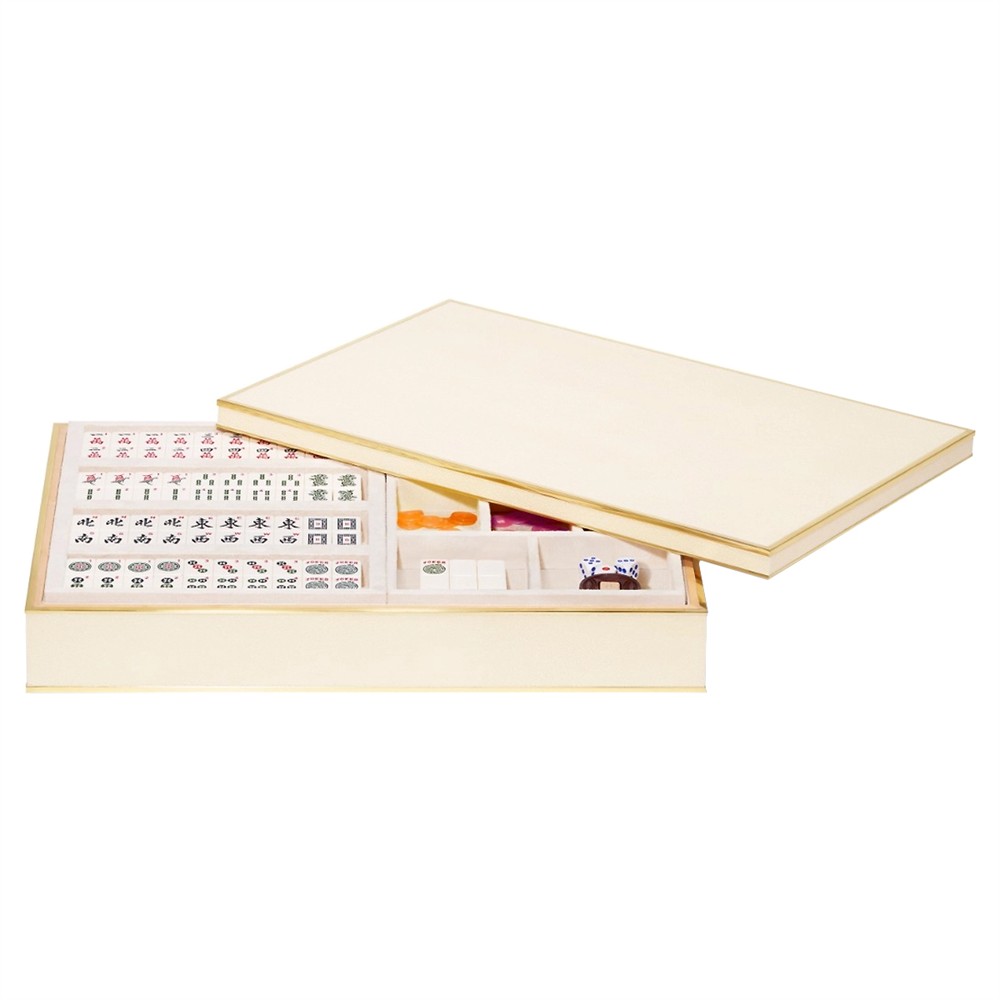 AERIN Luxe Modern Classic Cream Shagreen Mahjong Set|