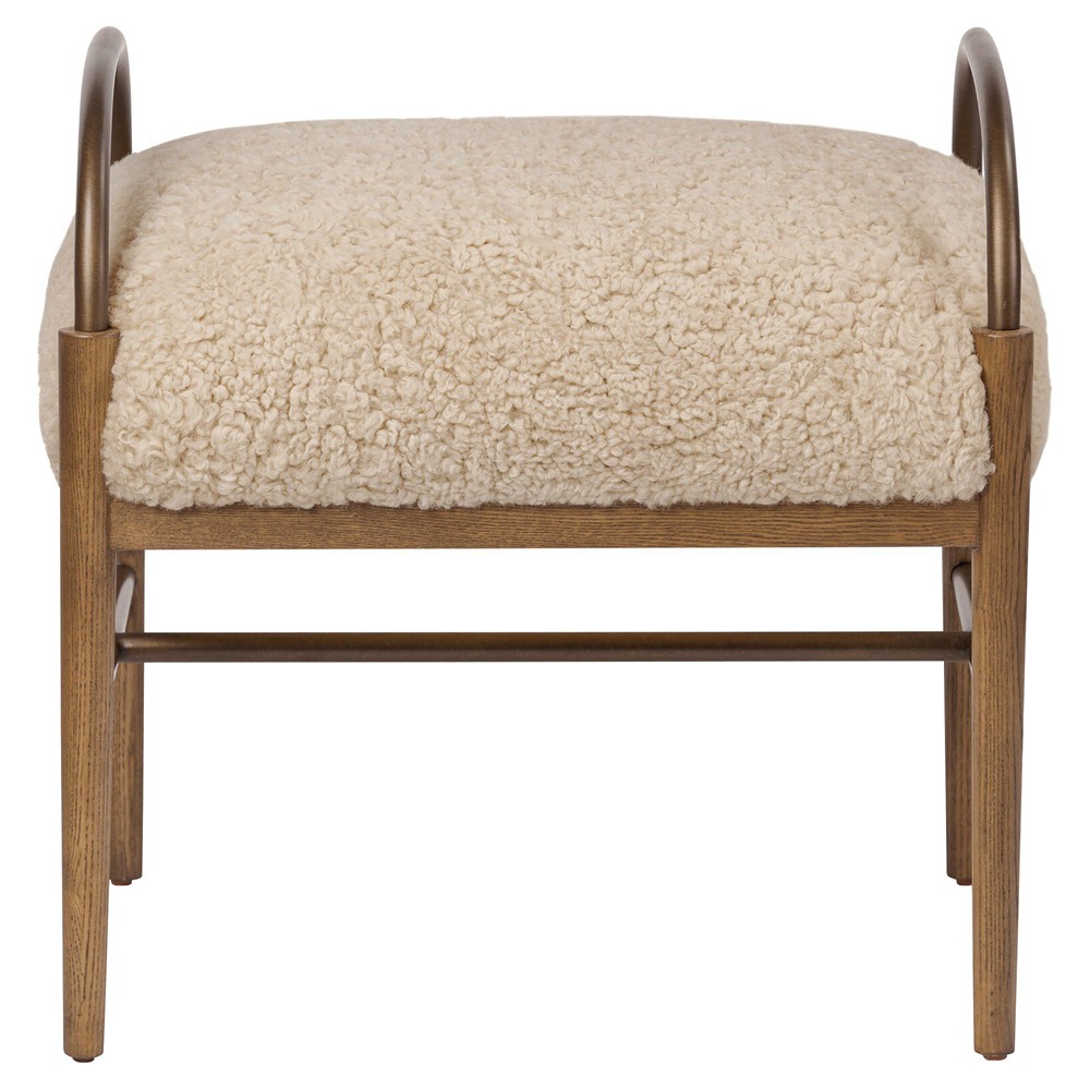 Demi Beige Shearling Accent Stool|