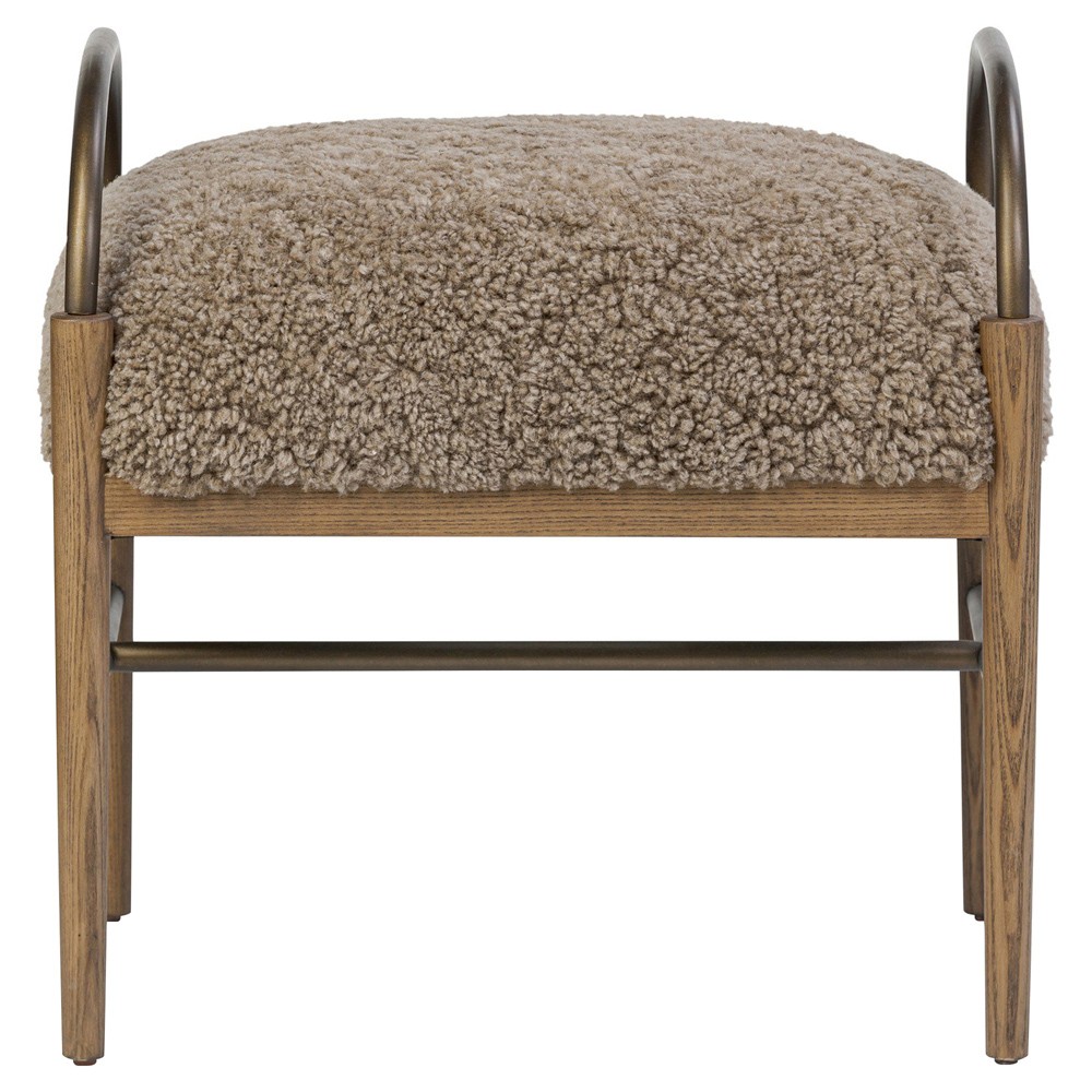 Demi Taupe Shearling Accent Stool|
