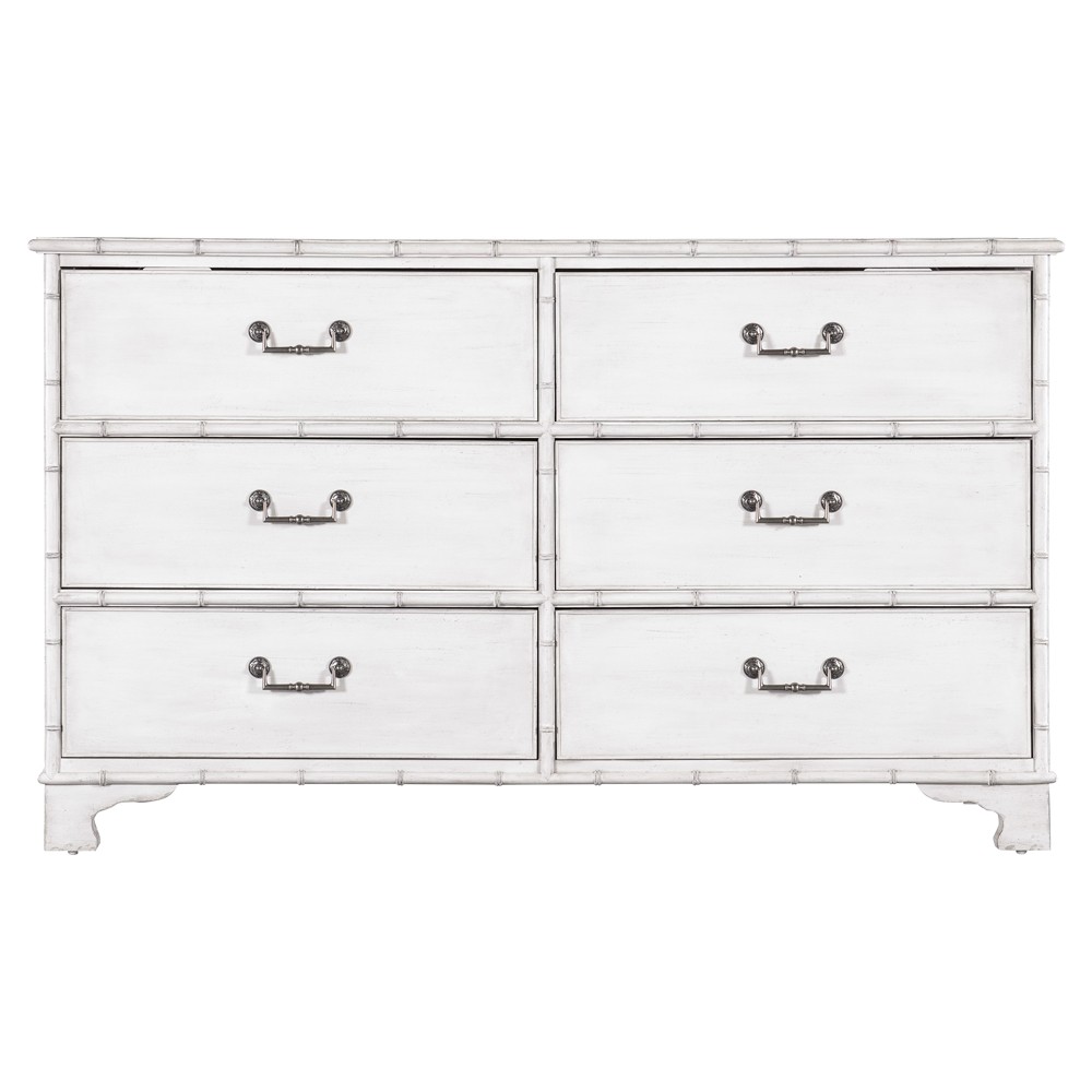 Sharise Coastal Beach White Wood Double Dresser|