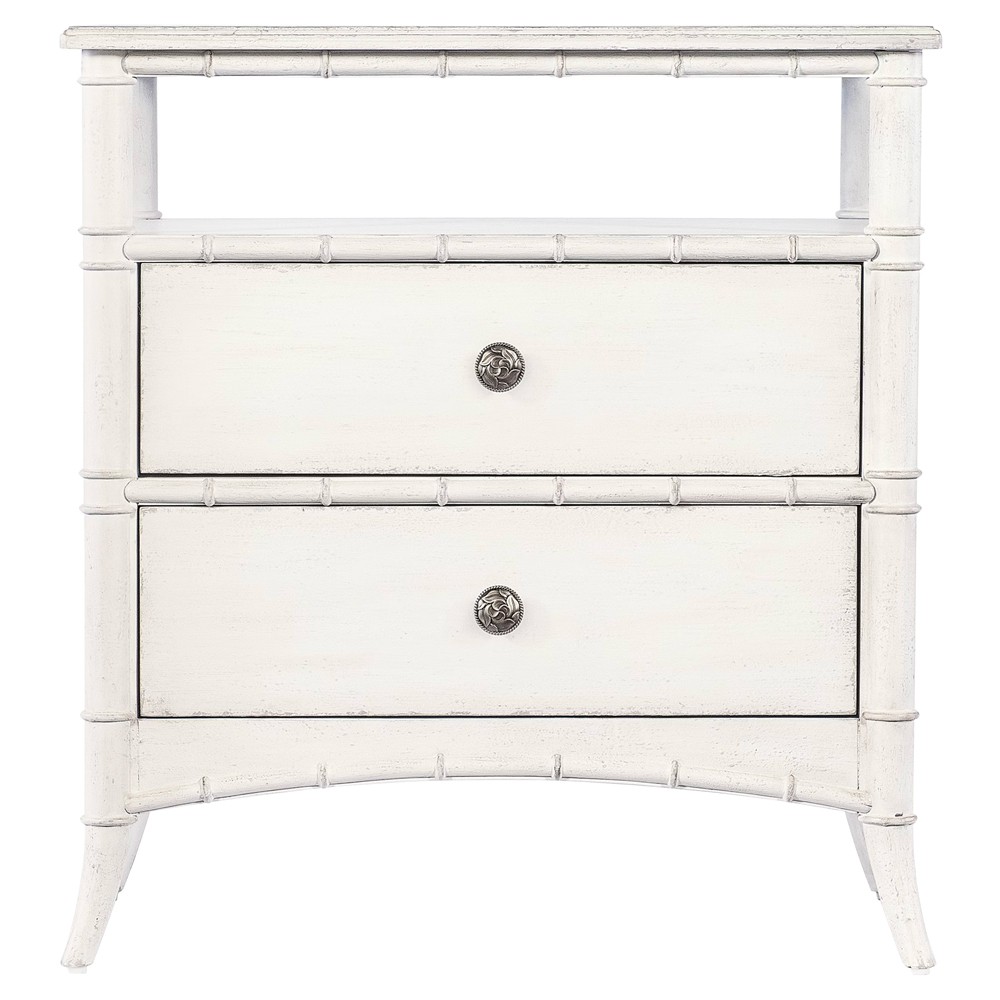 Sharise Coastal Beach White Wood Nightstand|