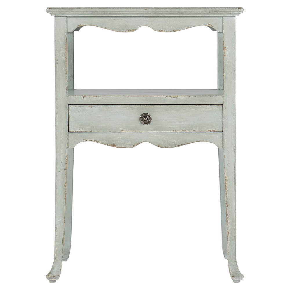 Steph French Country Light Blue Maple Wood Square Side Table|