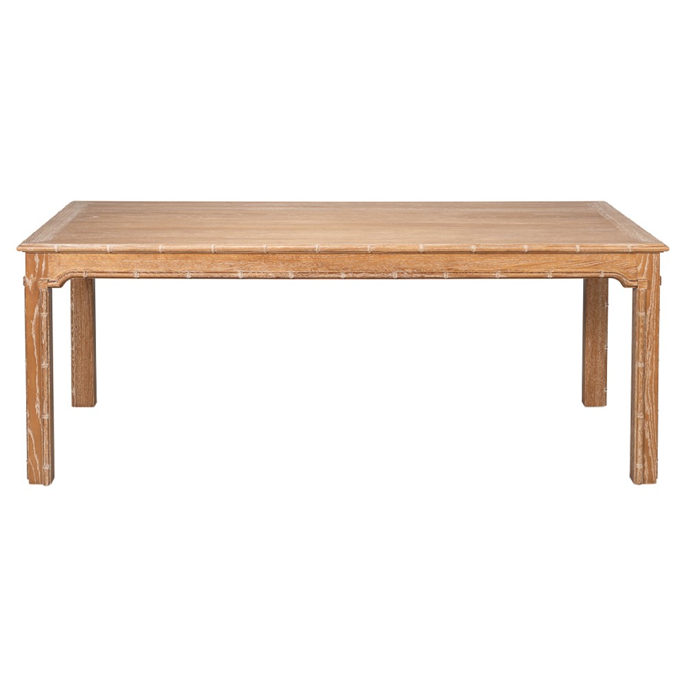 Caroline Coastal Beach Brown Oak Bamboo Rectangular Dining Table - 79"|