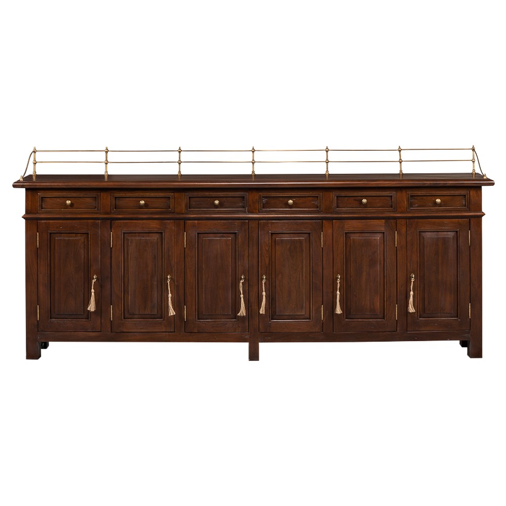 Serenity Updated Traditional Brown Walnut Wood Sideboard|