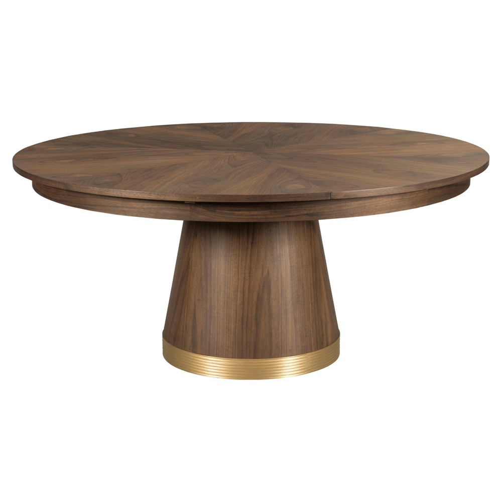 Rawlins Modern Brown Walnut Wood Round Extendable Jupe Dining