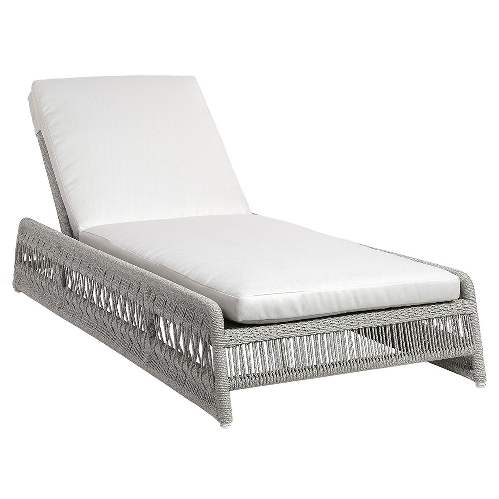 Palecek Mara Coastal Beach Grey Rope Outdoor Chaise Lounge|