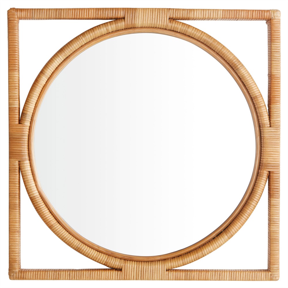 Yara Coastal Beach Brown Rattan Wall Mirror - Small Medium (21
