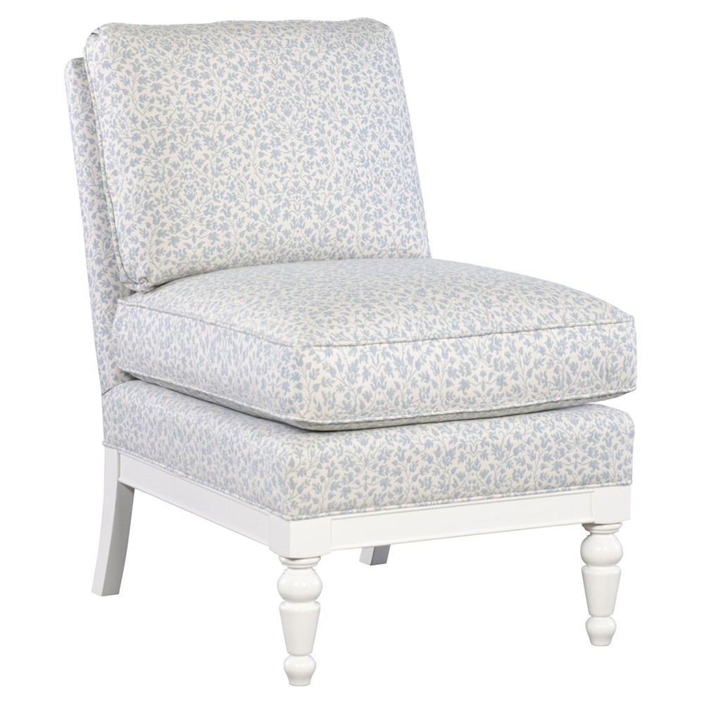 Eloise French Country White Sunbrella Printed Slipper Chair