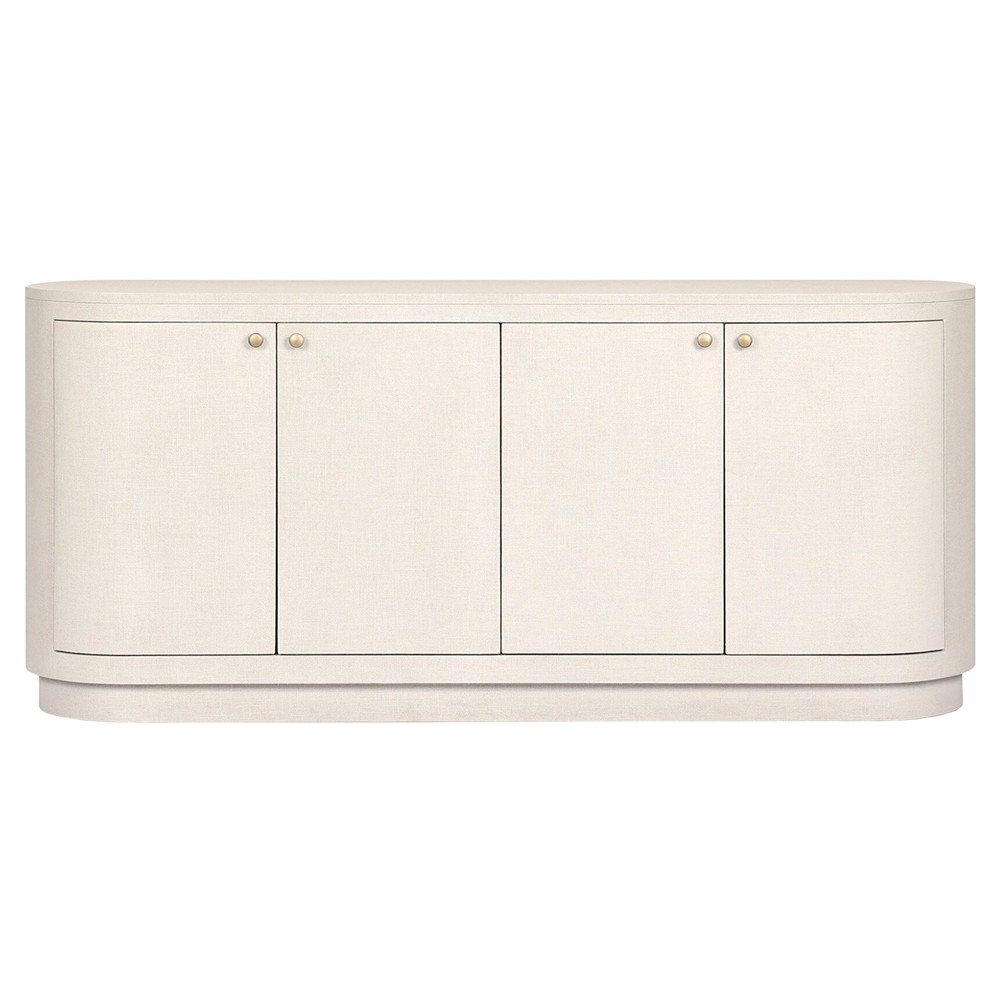 Beatrice Modern Classic Cream Painted Linen Oval Media Cabinet - 72"|