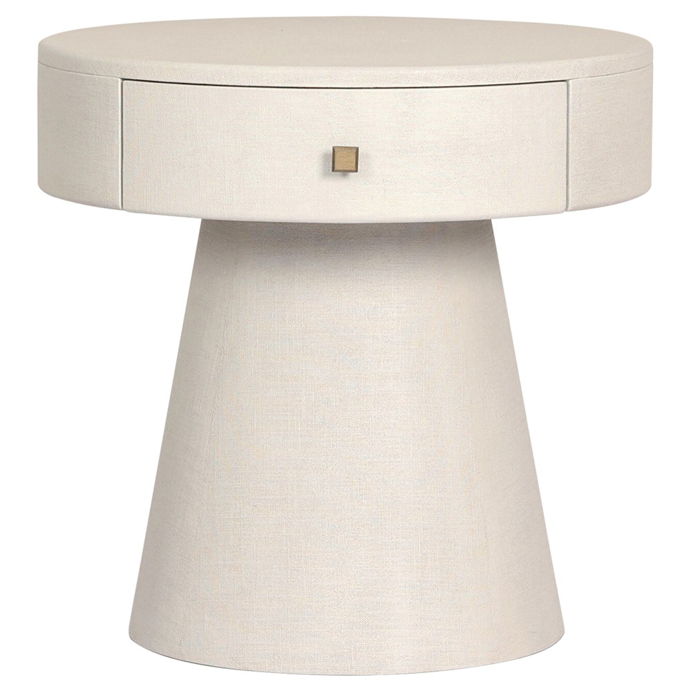 Meredith Modern Classic Cream Painted Linen Nightstand|