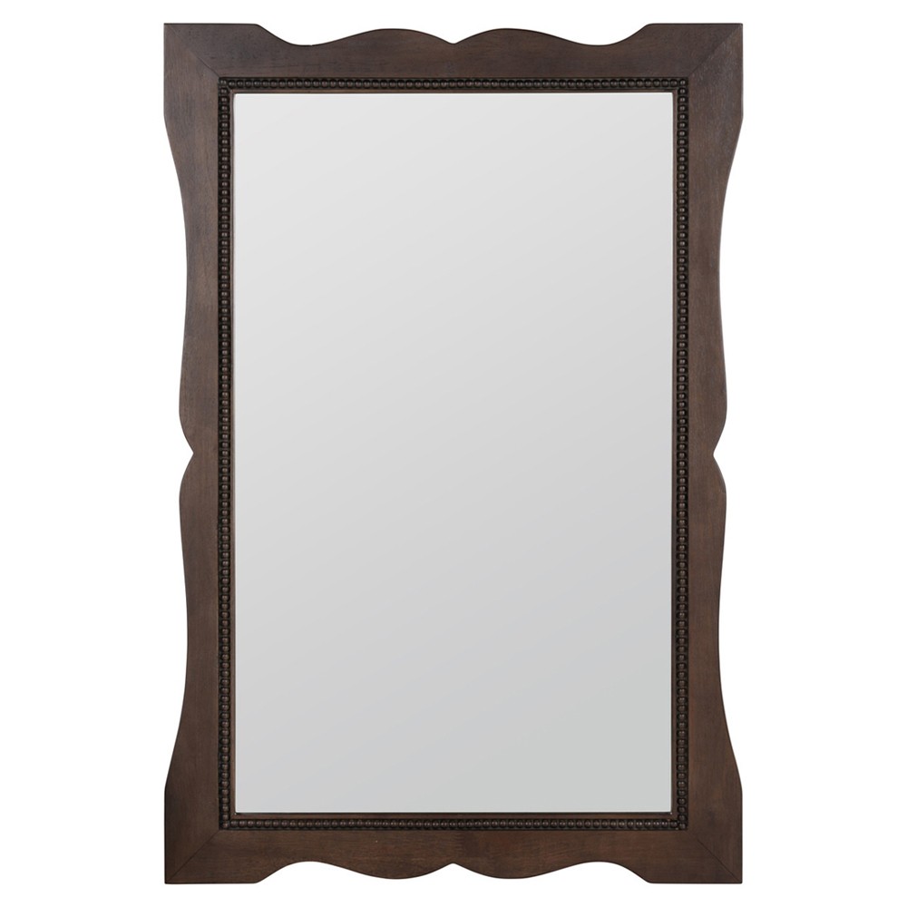 Jadeline Updated Traditional Dark Brown Wood Wall Mirror|