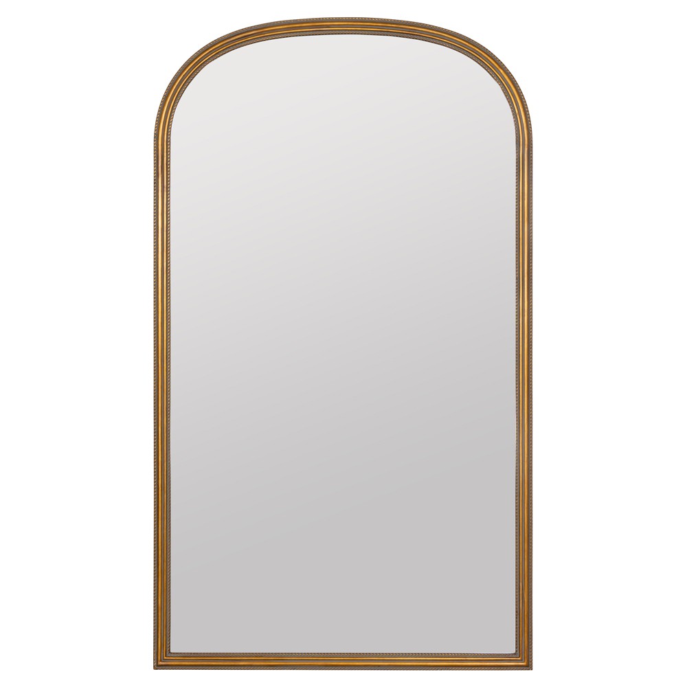 Madara Traditional Antique Gold Frame Arched Floor Mirror|