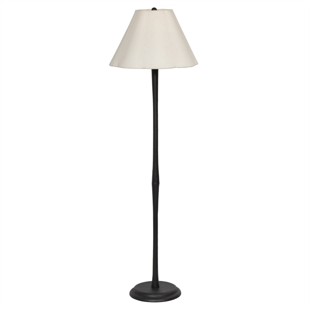 Isabelle Updated Traditional Black Iron Scalloped Shade Floor Lamp|