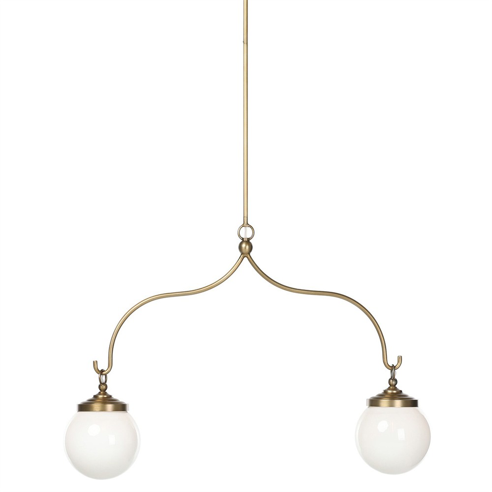 Charisse French Country Aged Brass Iron White Globe Chandelier|