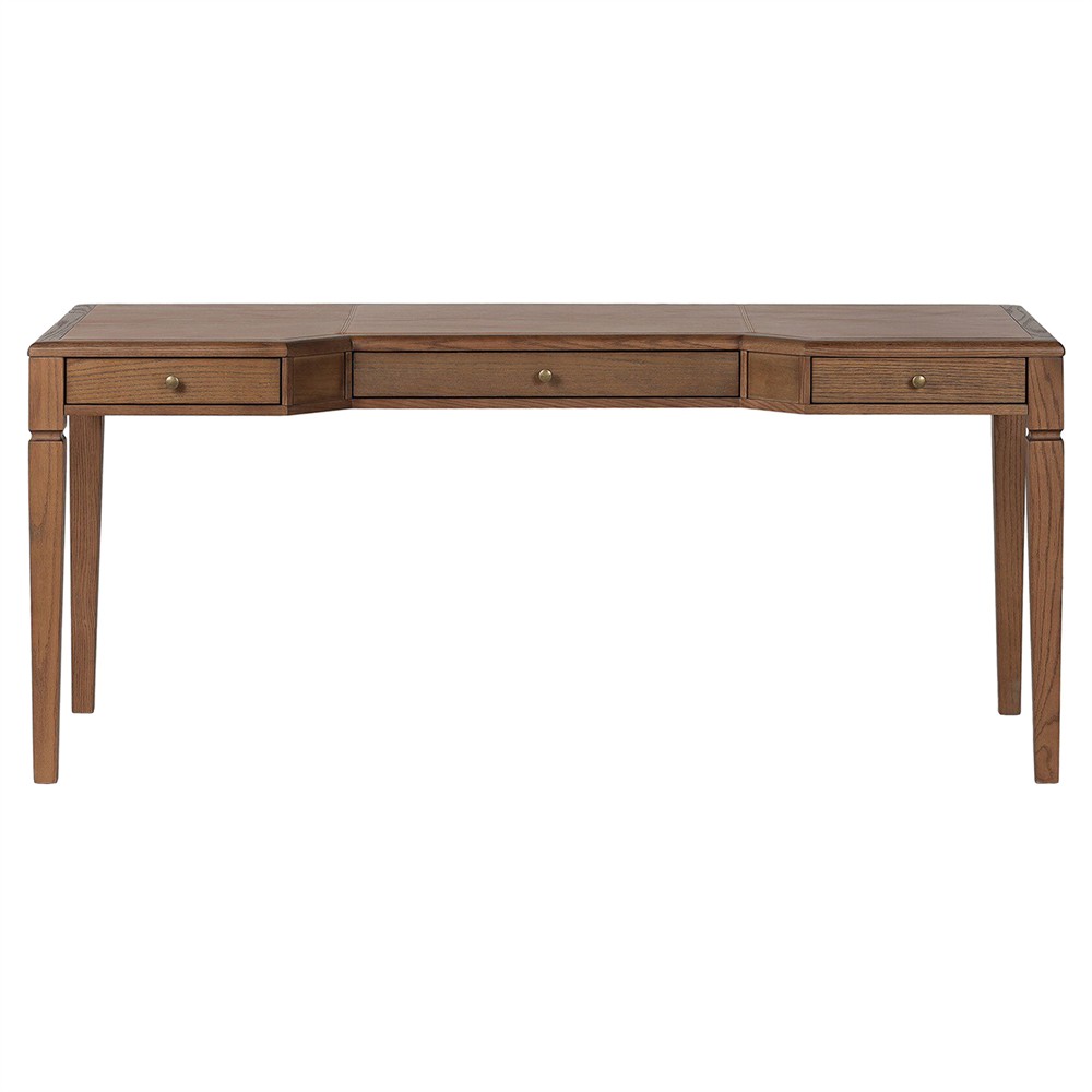 Caesar Updated Traditional Brown Oak Wood Desk | Kathy Kuo Home