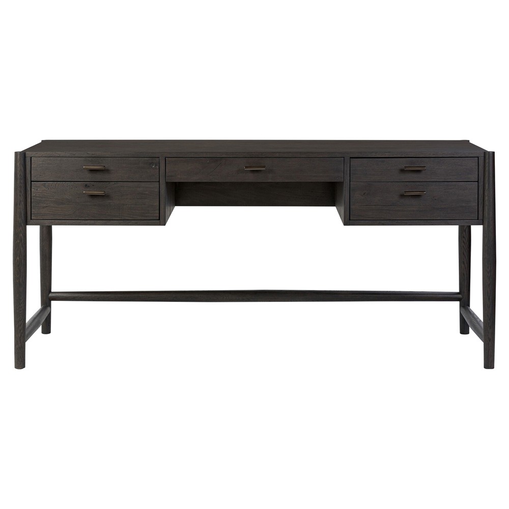 Genesis Rustic Lodge Smoked Black Oak Wood Executive Desk|