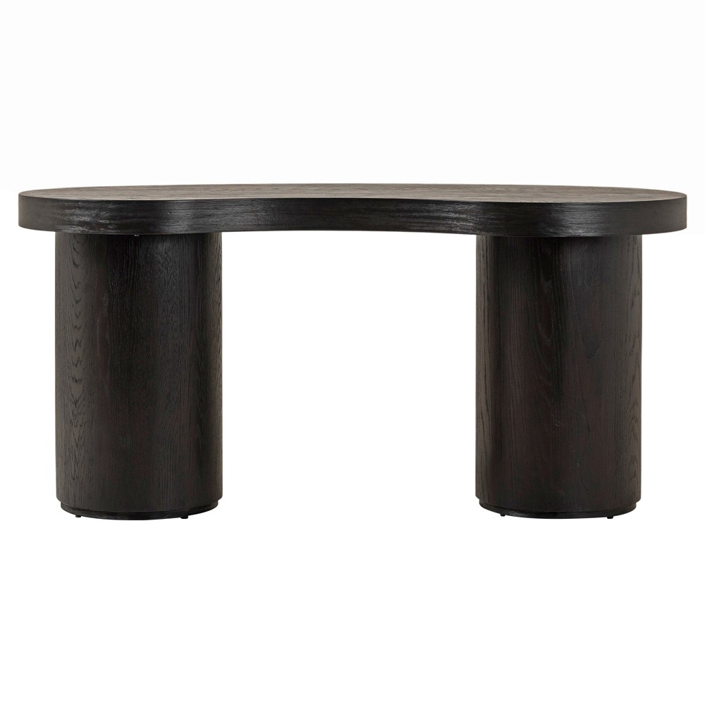 Lowen Modern Classic Black Oak Wood Curved Desk | Kathy Kuo Home