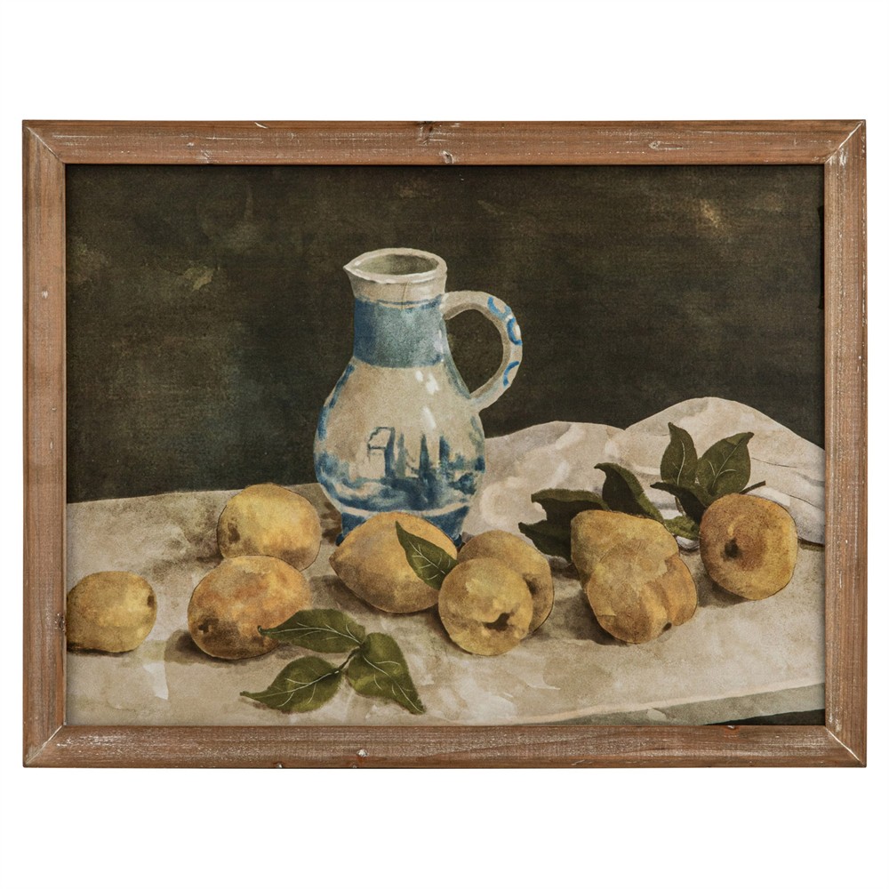 Harlan Traditional Yellow Citrus Still Life Brown Frame Illustration - 18x24|