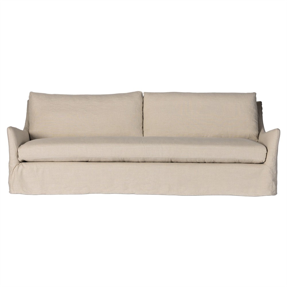 Levi Modern Classic Beige Linen Slipcovered Sofa - 94"|