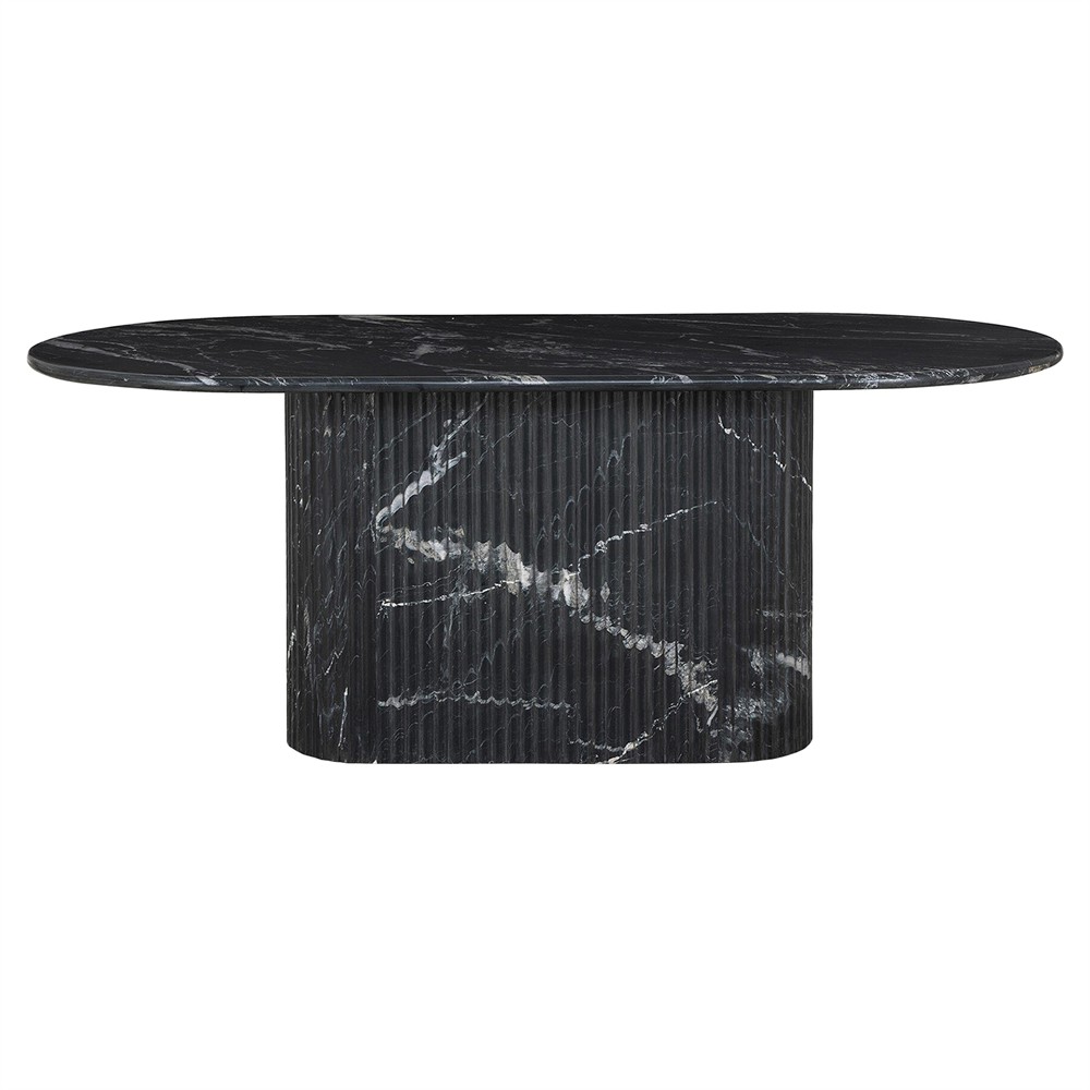 Denzel Modern Classic Black Marble Oval Dining Table - 74