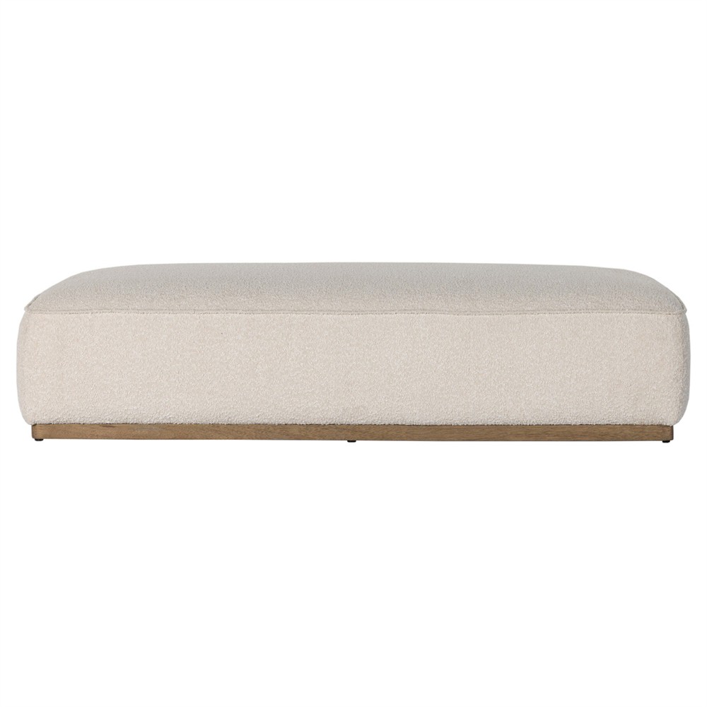 Leah Modern Classic Cream Performance Boucle Cocktail Ottoman|