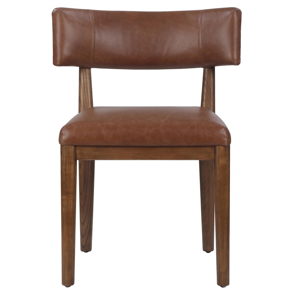 Cerise Modern Classic Brown Leather Dining Side Chair|