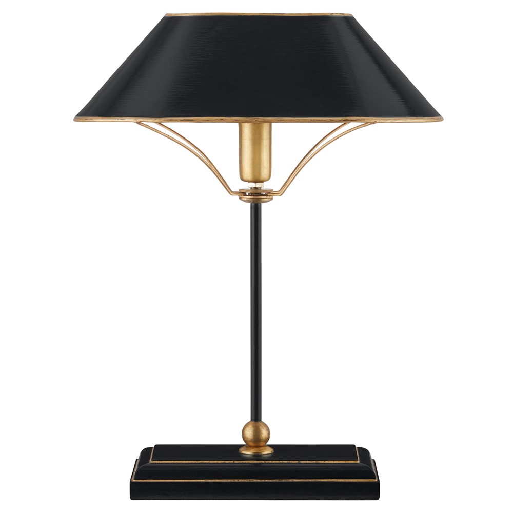 Dresden Updated Traditional Oval Shade Black Wood Table Lamp|