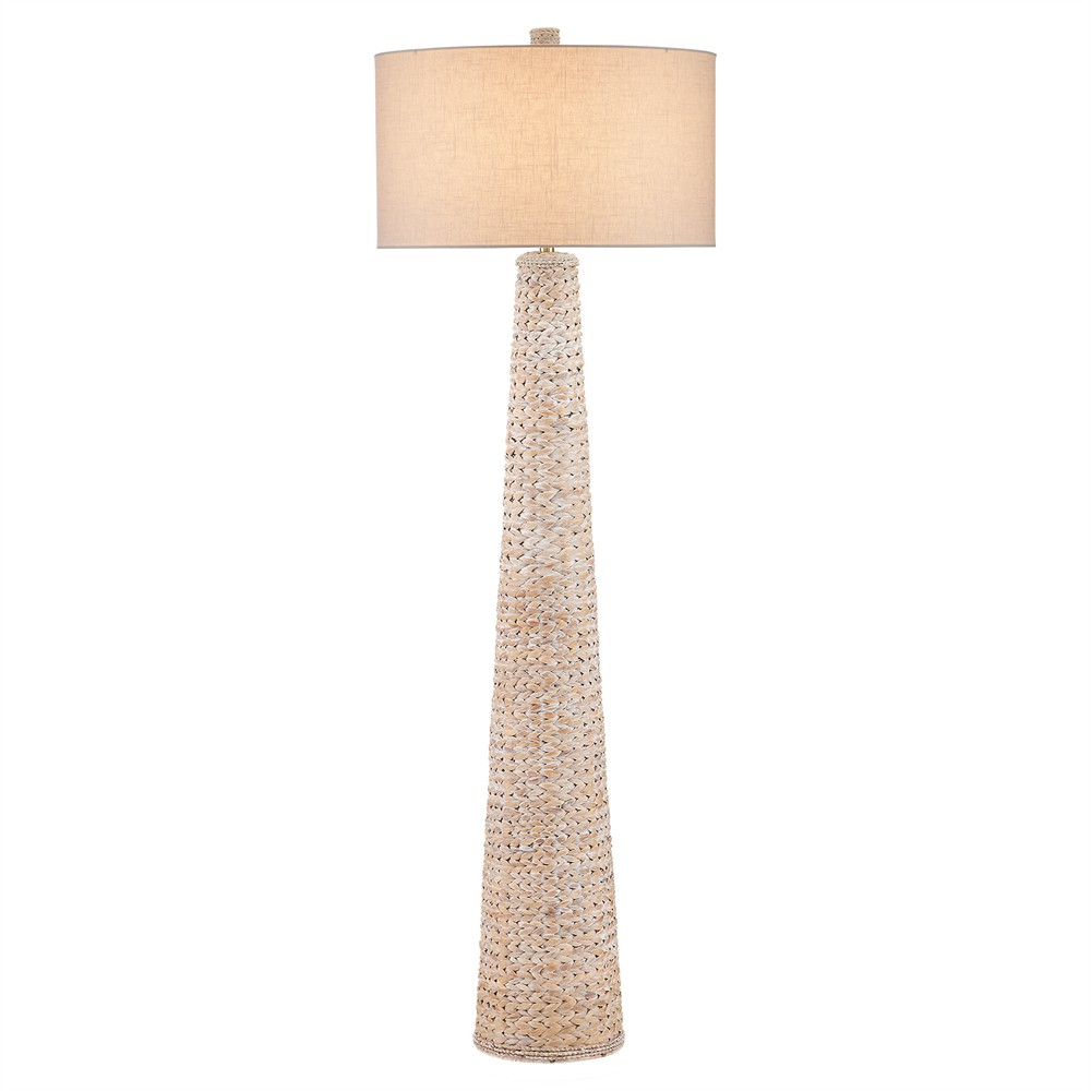 Elliot Coastal Beach Whitewash Water Hyacinth Column Floor Lamp|