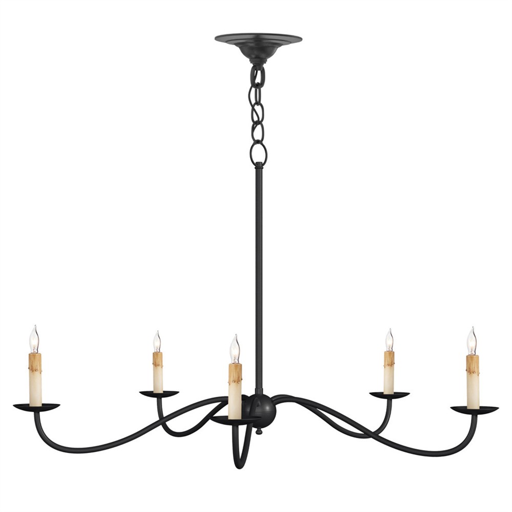 Aelle French Country Black Iron Candle Style Chandelier - Small|