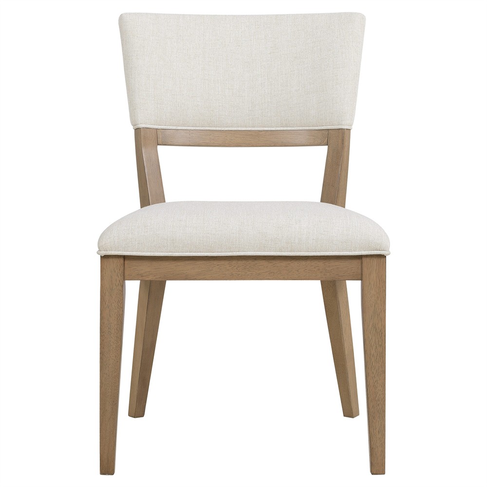 Amleto Modern Classic Cream Performance Brown Oak Dining Chair|