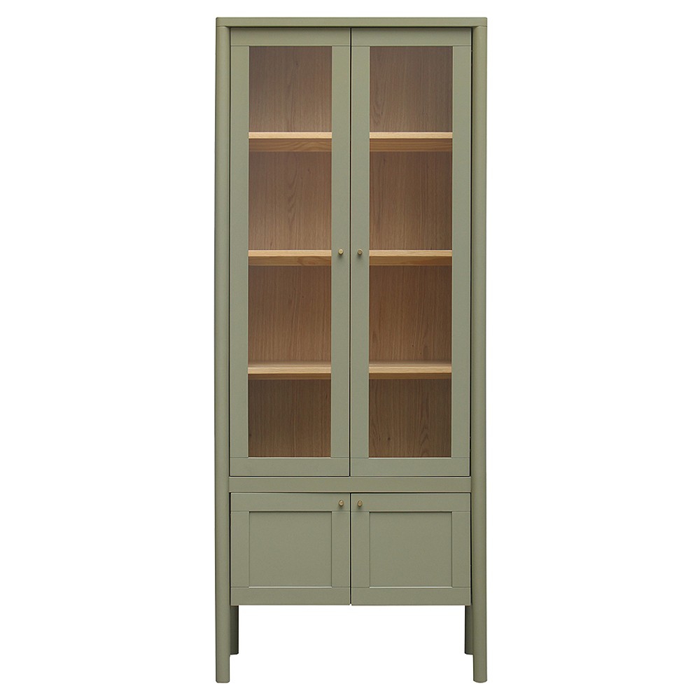 Riona Modern Classic Green Pine Wood Tall Display Cabinet|