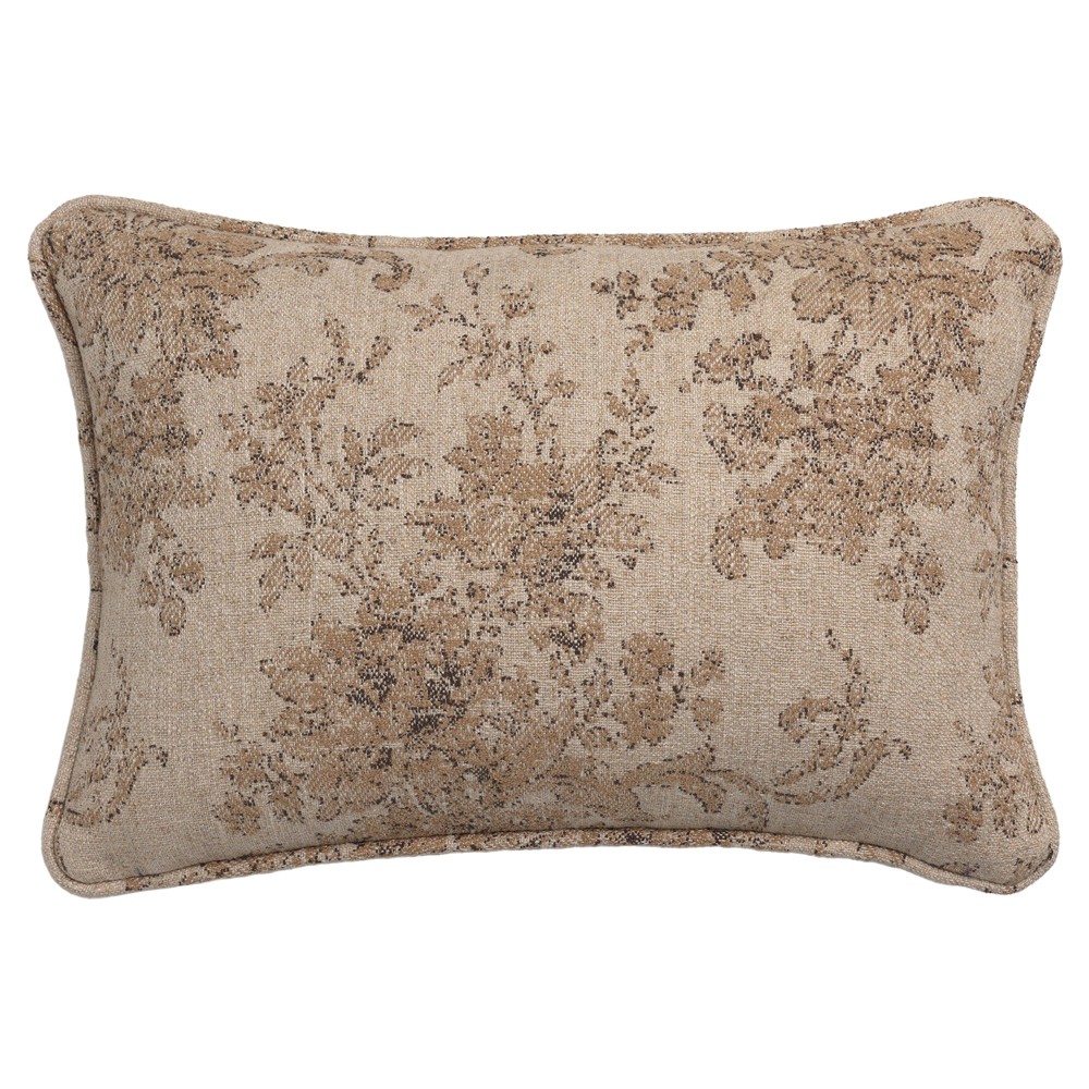 Elisha Updated Traditional Natural Damask Lumbar Pillow - 14x20|