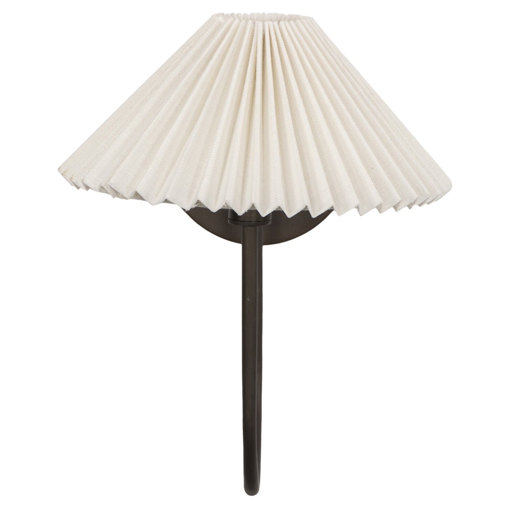 Leone French Country Bronze Iron Pleated Shade Armed Sconce|