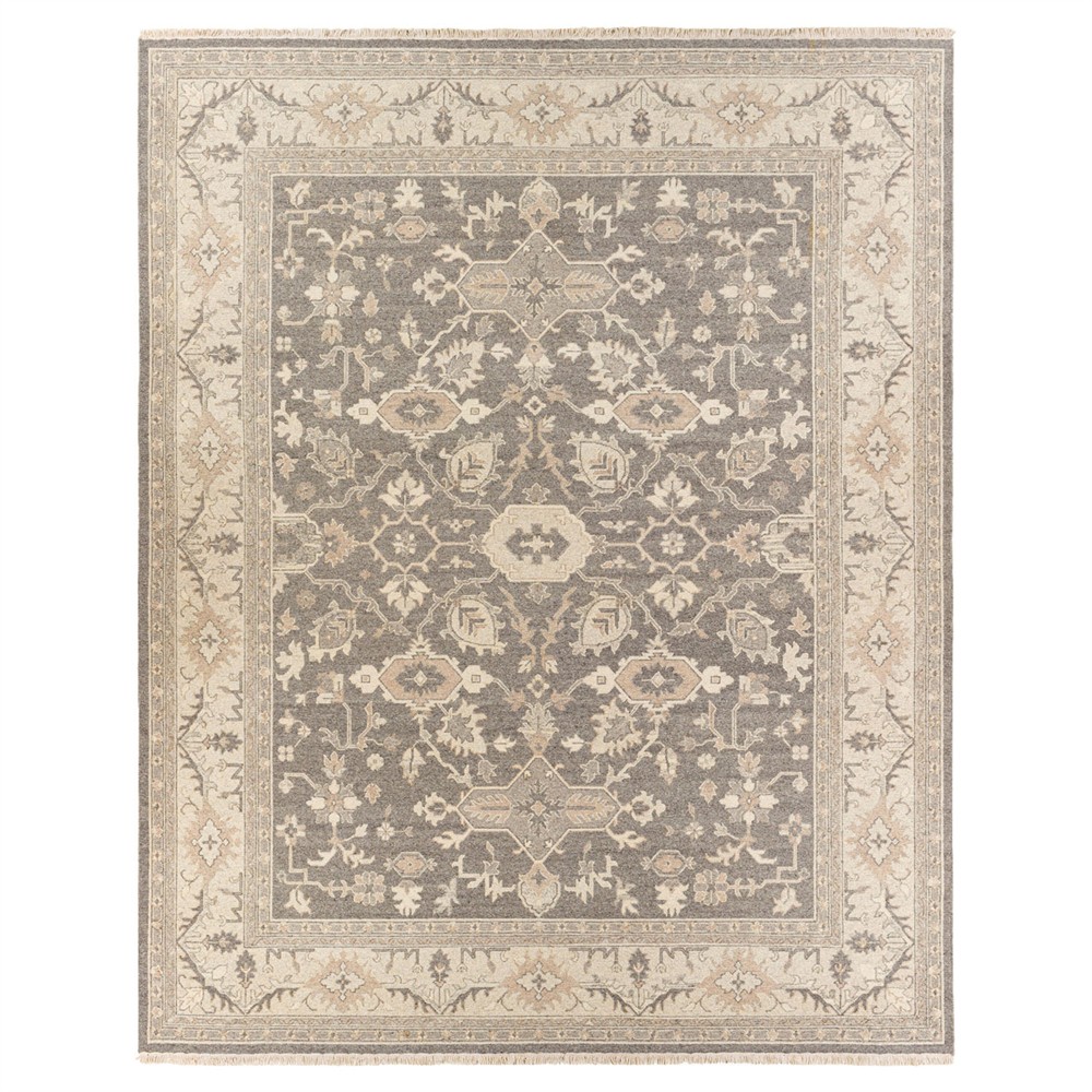 Amaris Updated Traditional Grey Wool Oushak Patterned Hand Knotted