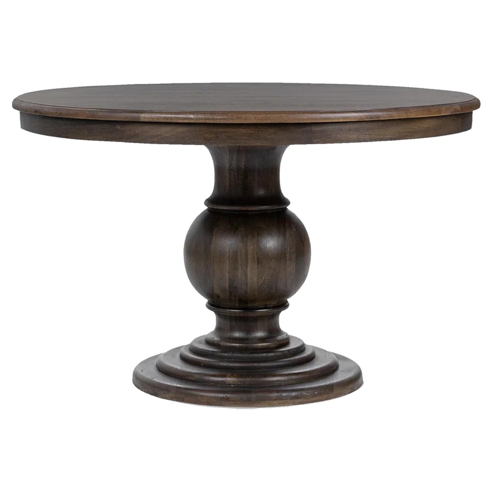 Berlin Updated Traditional Brown Mango Wood Round Dining Table - 48"|