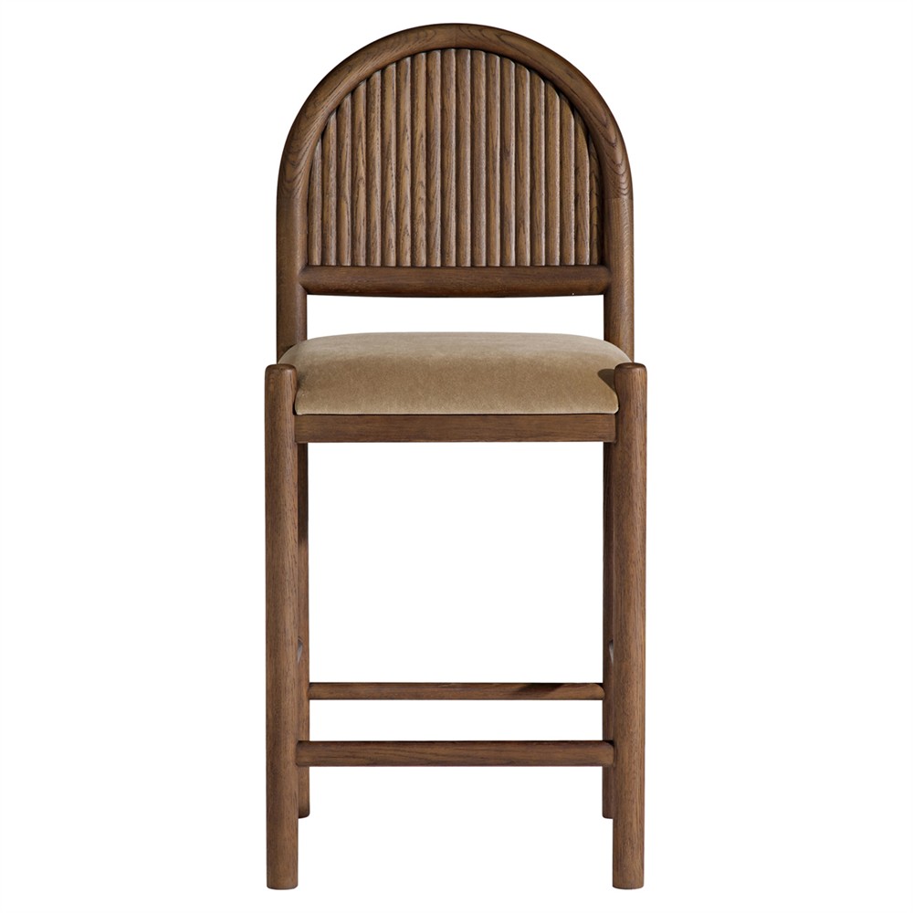 Bennett Modern Classic Brown Velvet Dark Oak Counter Stool|