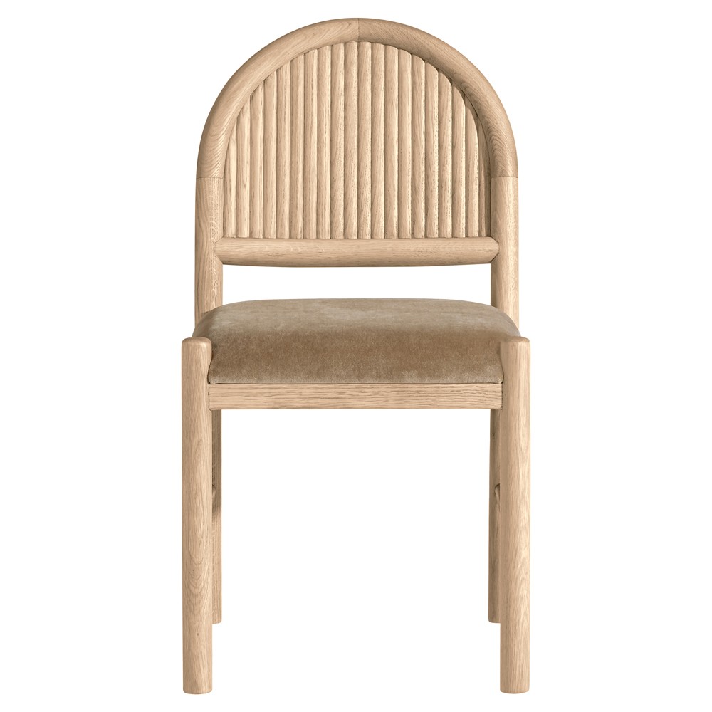 Bennett Modern Classic Brown Velvet Light Oak Dining Chair - Set of 2|