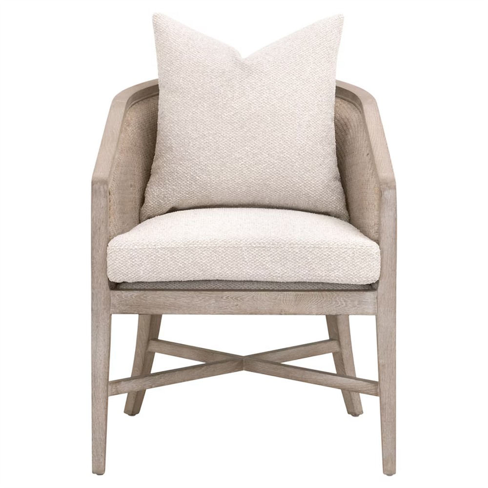 Mason Coastal Beach Cream Performance Grey Oak Dining Arm Chair|