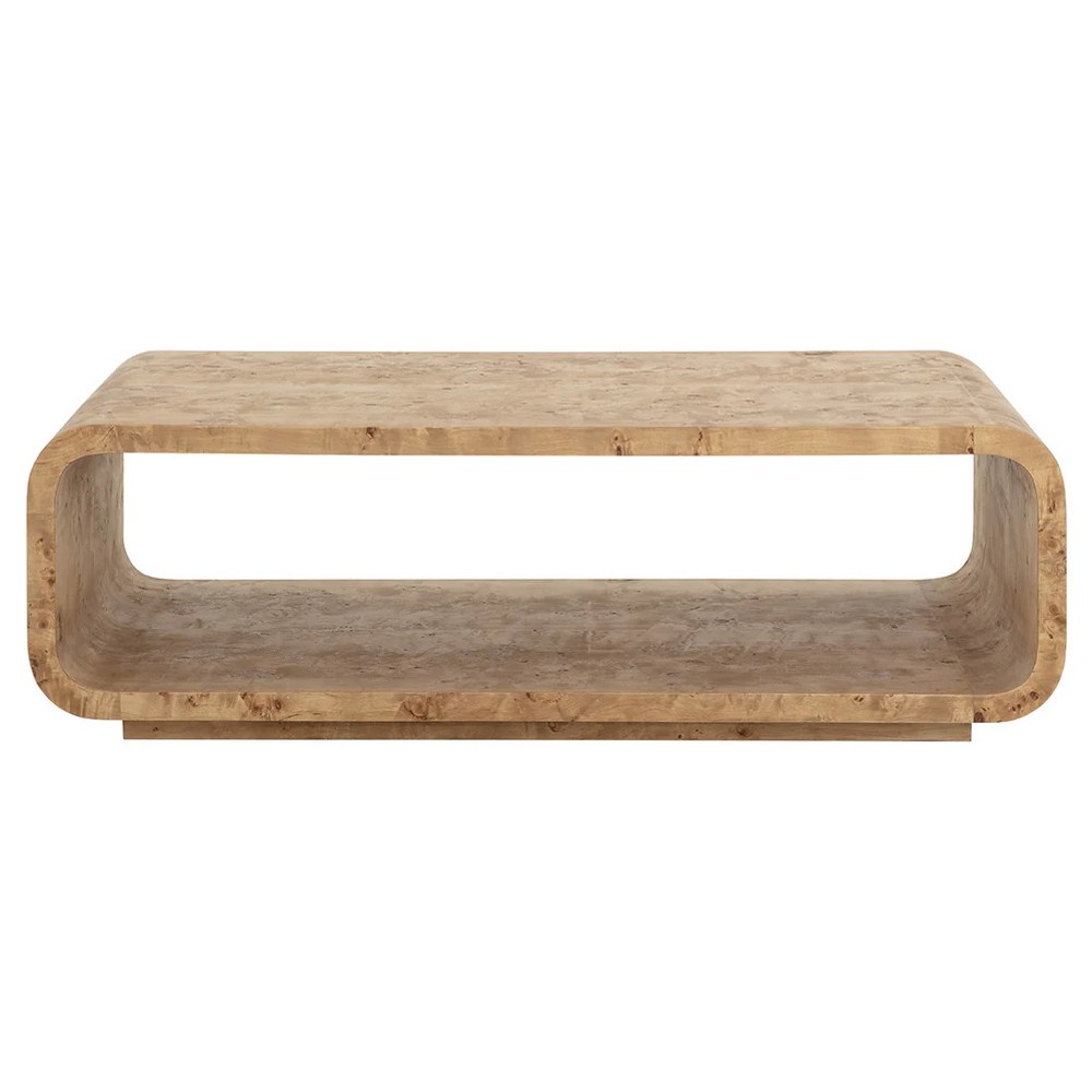 Alder Modern Classic Natural Burl Rectangular Coffee Table|