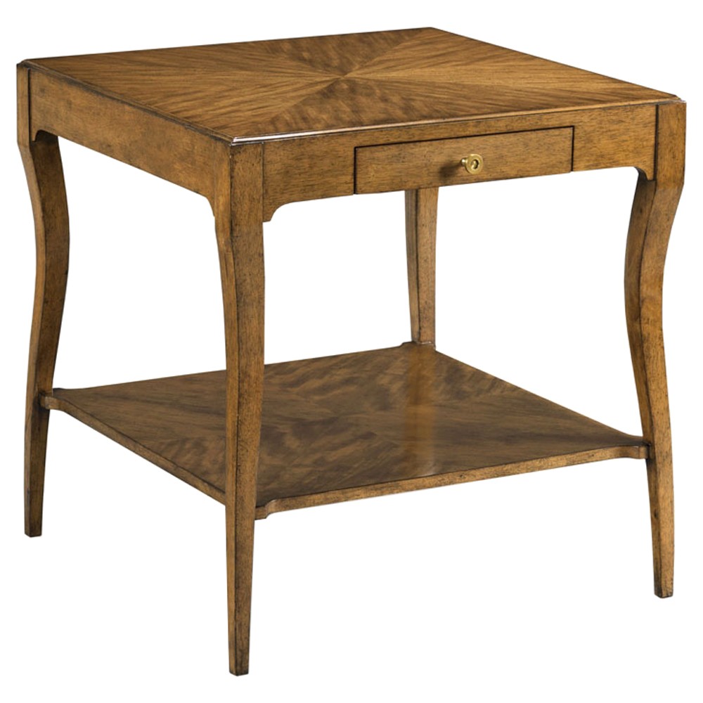 Cambria Modern Classic Brown Wood Square Side Table|