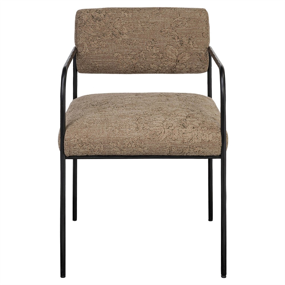 Faryn Modern Classic Brown Printed Iron Dining Arm Chair|