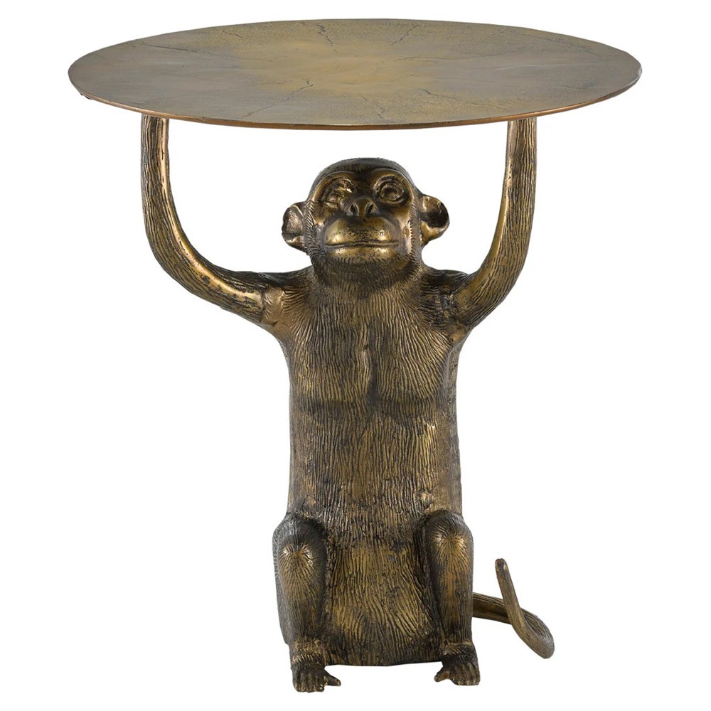 Fred Modern Classic Antique Gold Aluminum Monkey Accent Table Standard ...