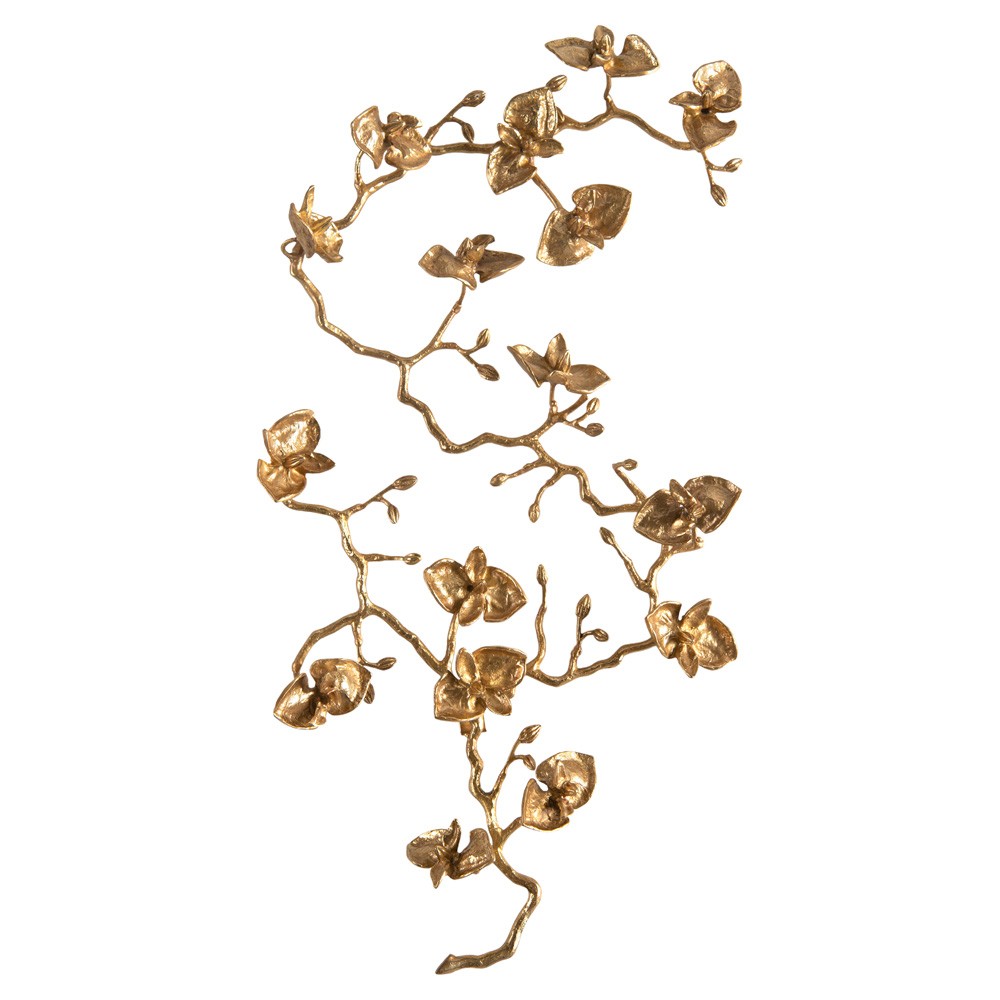 John Richard Brass Orchid Updated Traditional Gold Metal Wall Sculpture I|