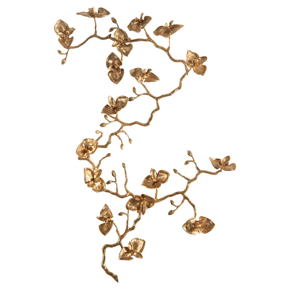 John Richard Brass Orchid Updated Traditional Gold Metal Wall Sculpture II|