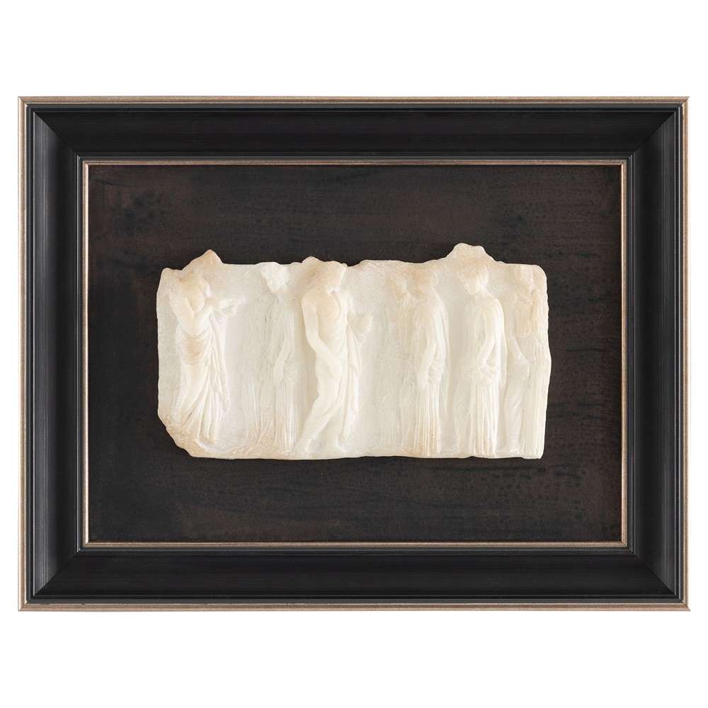 John Richard Hellenistic Relief White Figure Black Frame Mixed Media IV - 19x15|